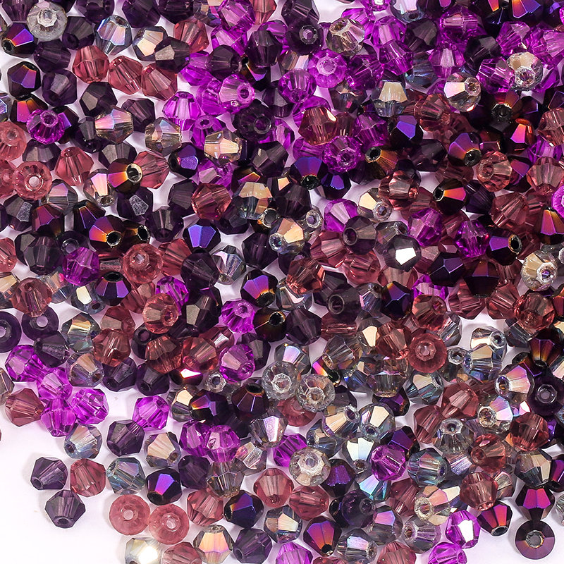 Lot De 100 Perles De Bohême Facettées - Améthyste AB - 4mm - Marque Preciosa - France