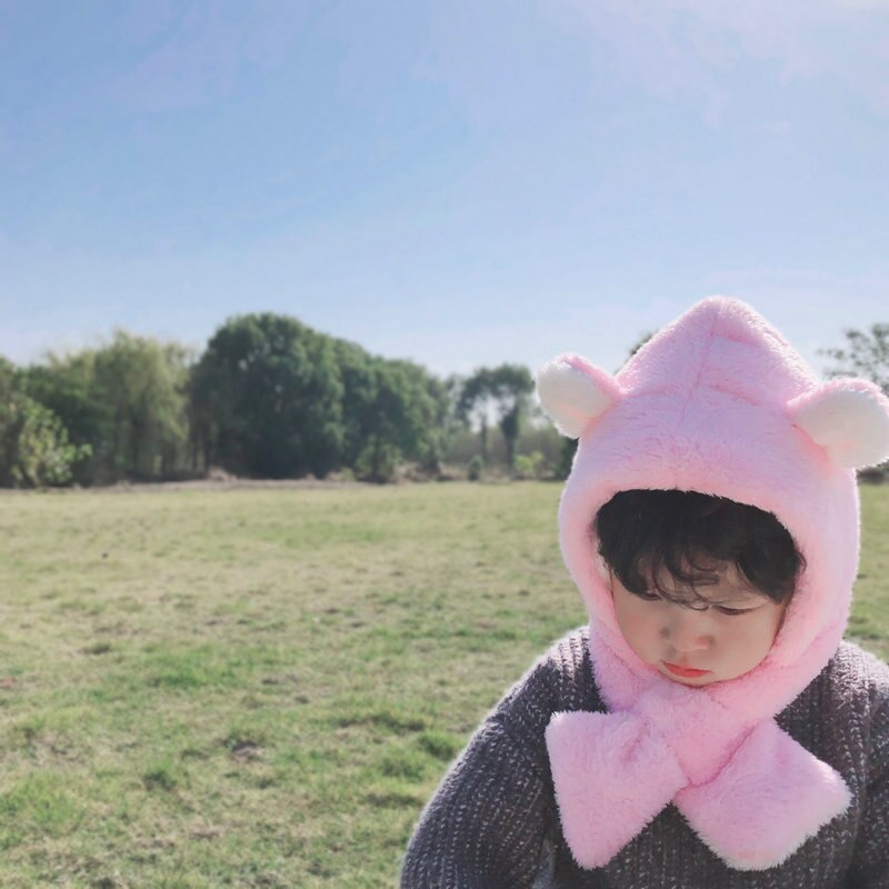 3-8 anni cappello per bambini neonate protezione dell&#39;orecchio ragazzi ragazze cappello autunno e inverno sciarpa per bambini cappello e sciarpa monopezzo