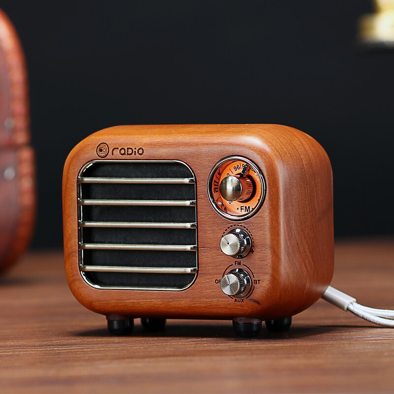 R919 Klassische retro Radio empfänger tragbare Mini Holz FM SD MP3 Radio Stereo Bluetooth Radio Lautsprecher AUX USB Aufladbare Radio: Cherrywood-1