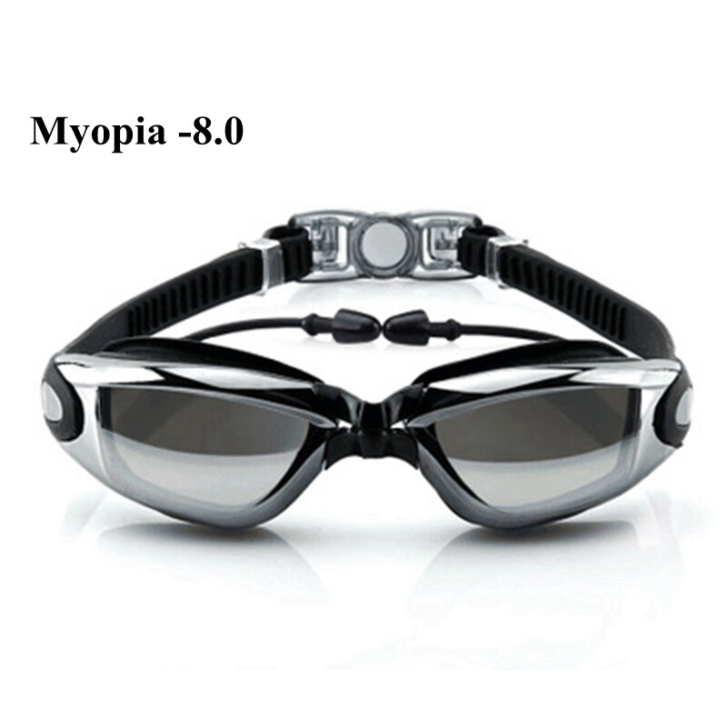 Swimming Goggles Myopia Waterproof Anti-fog UV Swim Diving Glasses Underwater Silicone Coating Dive Goggles: -8.0