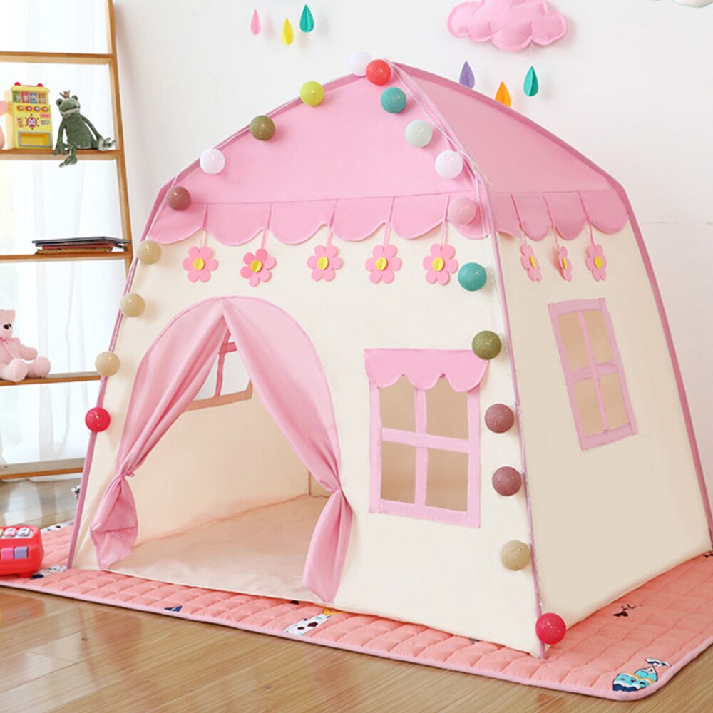 Kids Play Tent Roze Blauw Kinderen Speelhuis Kinderen Tente Enfant Draagbare Baby Speelhuis Tipi Kids Bloemen Kleine Baby kasteel: Pink