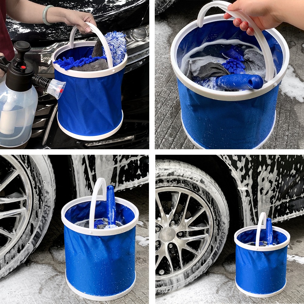 Car Portable Folding Bucket Multi-functional Thickened Folding Bucket Folding Outdoor Bucket Camping Supplie for Car Accessories