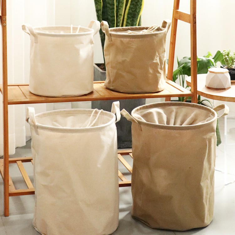 Cesto para la colada de tela de lino y algodón, cesta grande plegable para ropa sucia con cierre de cordón, contenedor de almacenamiento de ropa sucia estilo INS