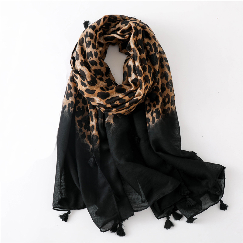 Kvinder gradient leopard print tørklæde blød temmelig stor 180*100cm leopard stjal tynde varme store sjaler cachecol wraps: Default Title