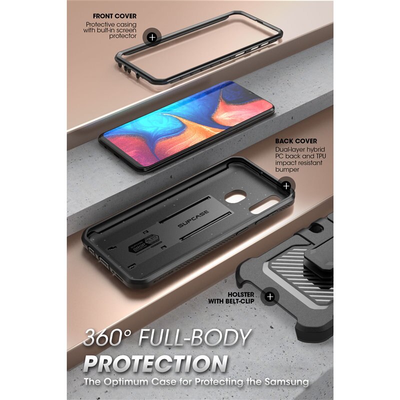 Supcase Voor Samsung Galaxy A20 /A30 Case Ub Pro Full-Body Robuuste Holster Case Cover Met Ingebouwde in Screen Protector &amp; Kickstand