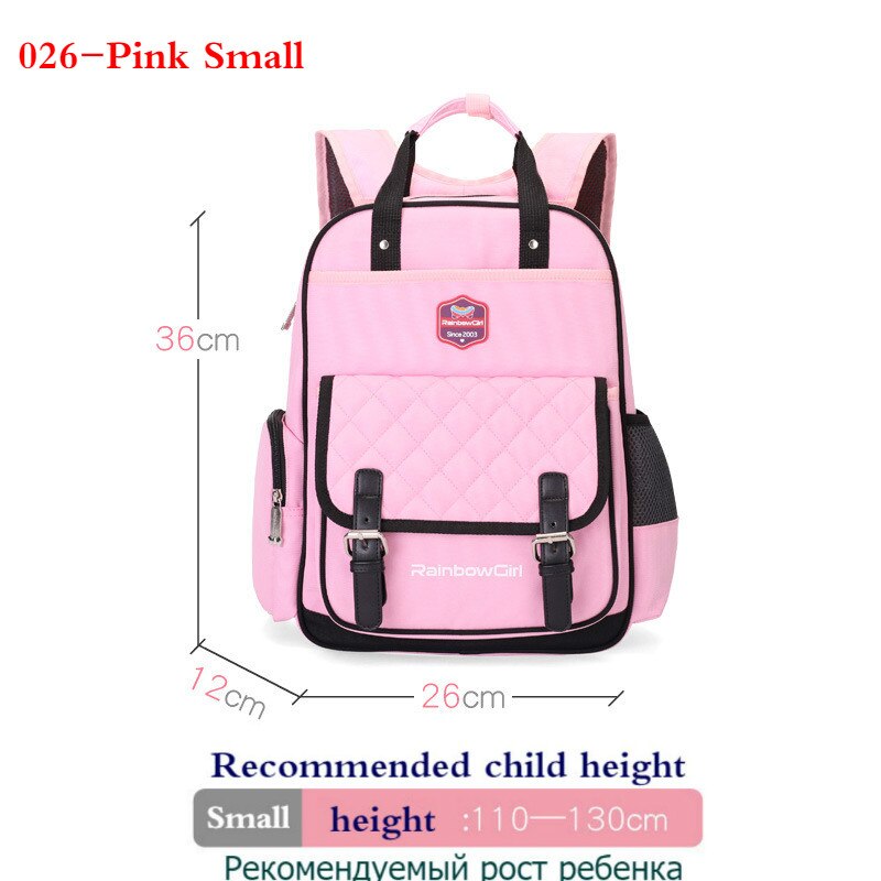 Basisschool schooltas meisjes 1-3-6e klas 5-12 jaar kinderrugzak lichtgewicht kinderrugzakken voor school tienerjongens tas: 026- roze kleine