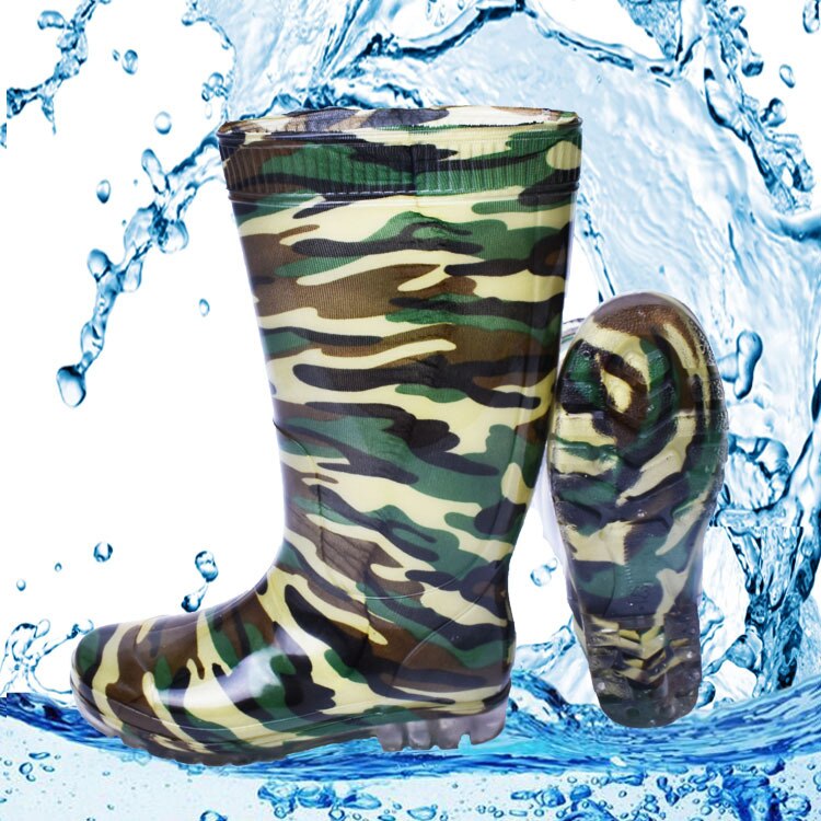 Aleafalling waterproof rain boots labor shoes graffiti men rainproof workplace rubber knee high tube boots slip on botas m73