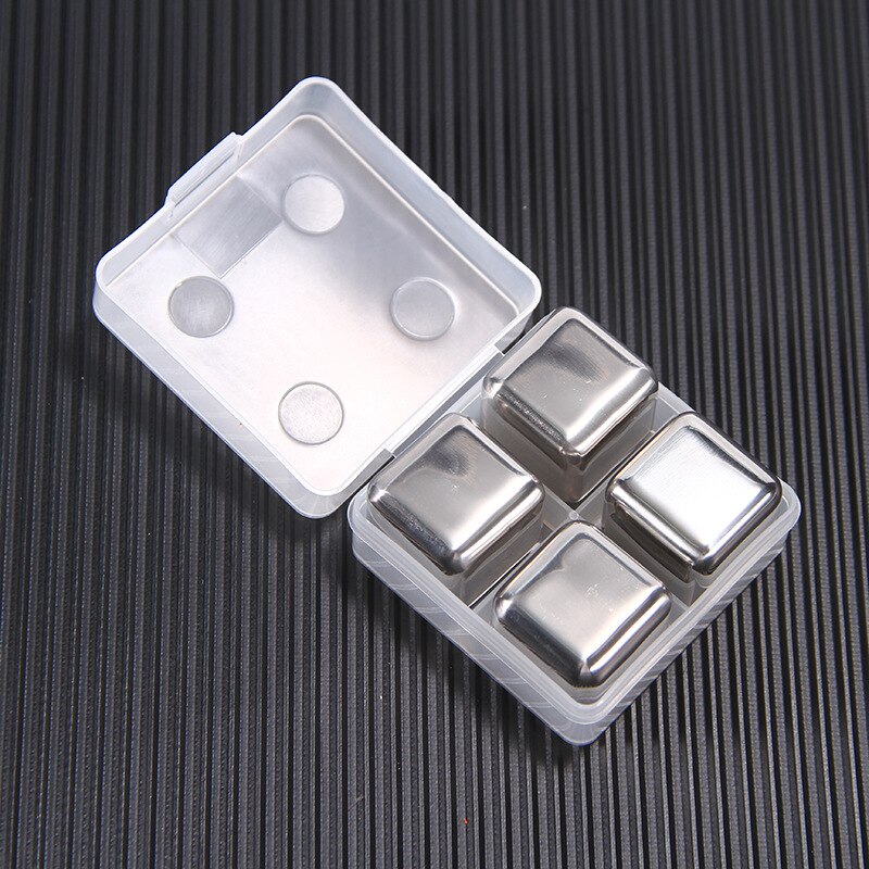 Spklifey Wine Cooler Stainless Ice 2 4 6 8 Pecs Stainless Steel Ice Cubes Whisky Decoration Reusable Ice Cubes Stainless Cooler: 4 Pecs