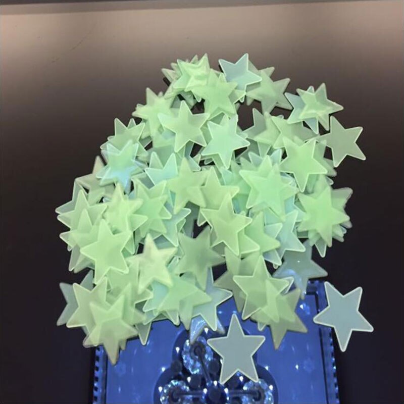 50 stk / pakke diy børn fluorescerende klistermærker lysende stjerner klistermærker soveværelse lysende væg fluorescerende klistermærker husstandsindretning: Grøn