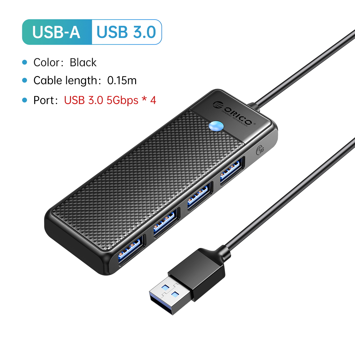ORICO Concentrador tipo C concentrador USB 3.0 divisor de 4 puertos adaptador de concentrador USB base de expansión adaptador OTG ultrafino para PC accesorios de computadora: Blanco