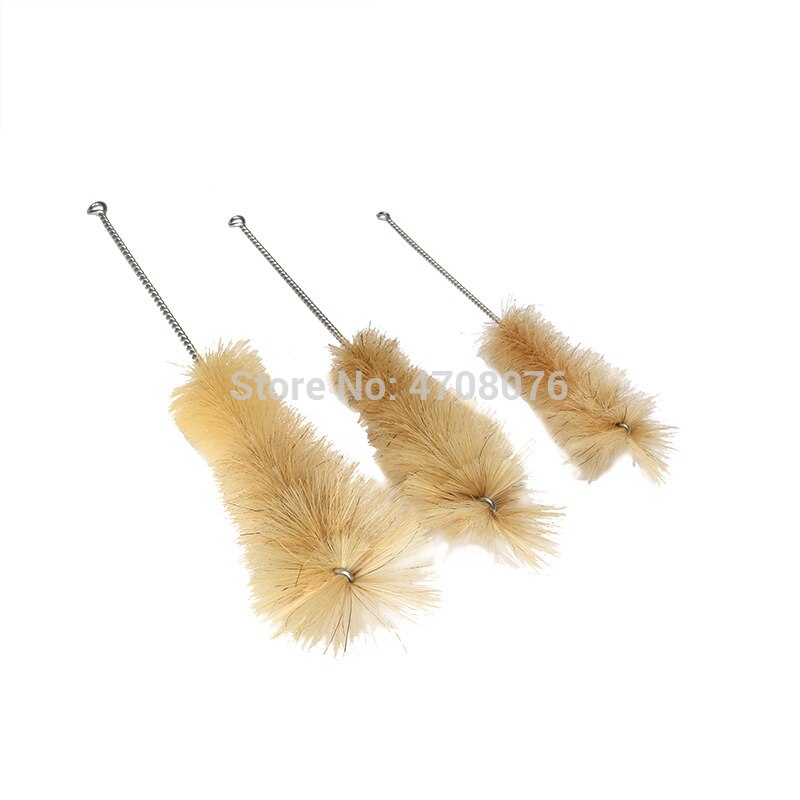 Triangle/Conical flask brush Scale Test tube Cylinder Bottle brushes Lab cleaning tools Stainless steel handle S/M/L 2sets/pack