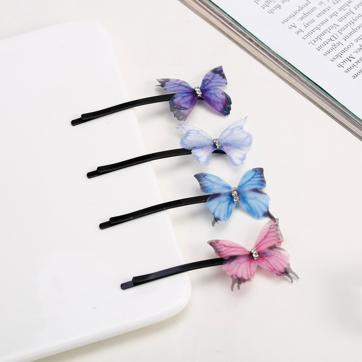 2020 verão quente borboleta grampos de cabelo garra barrette para meninas cor azul mini casamento hairpin acessórios para o cabelo