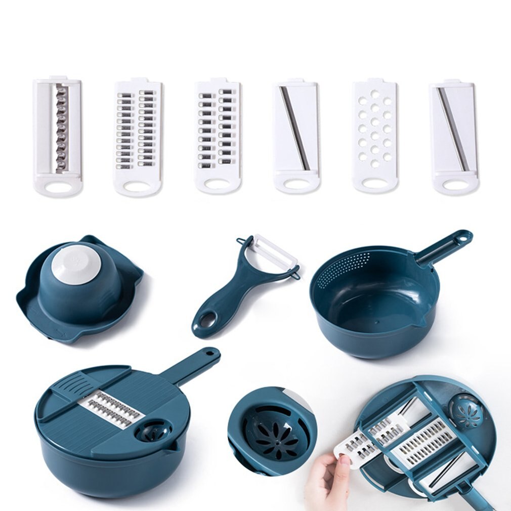 1 Set Multifunctionele Groentesnijder Aardappel Handleiding Shredder Slicer Home Kitchen Wortel Rasp Rasp: Blauw