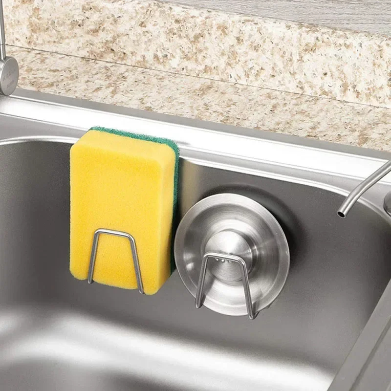 2-6-pack keuken roestvrijstalen spoelbaksponshouder - zelfklevend afvoerdroogrek, aan de muur gemonteerde huishoudelijke opbergorganisator