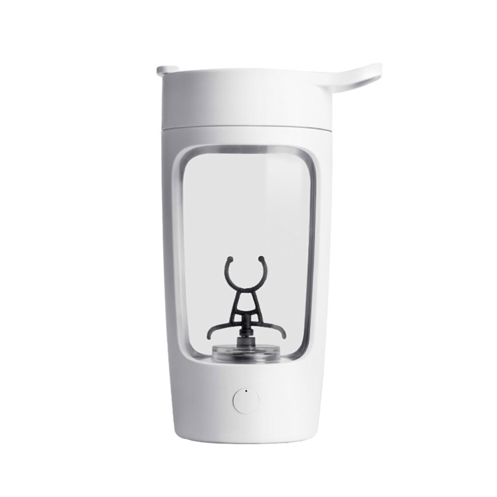 Bærbar lækagesikker elektrisk shaker flaske 650ml usb genopladelig proteinpulver shaker mixer kopper vandflaske til sportsgymnastik: Hvid