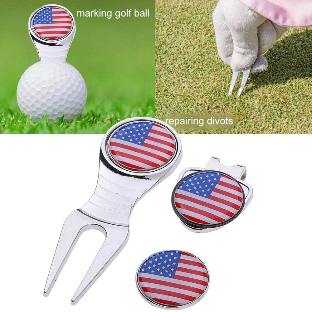 Golfværktøjssæt - inkluderer hatteclips og boldmarkør, - værktøj, divot sigter til golfspiller reparation træningsværktøjer hjælper pitch  m0 f 0
