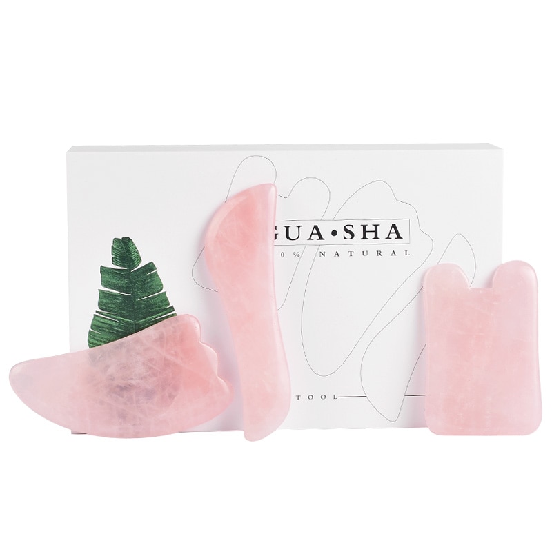 Slimet ansigtsværktøj naturlig rosenkvarts guasha massager fjern øjne poser og rynker til sundhedspleje skønhed kvinde hud gouache