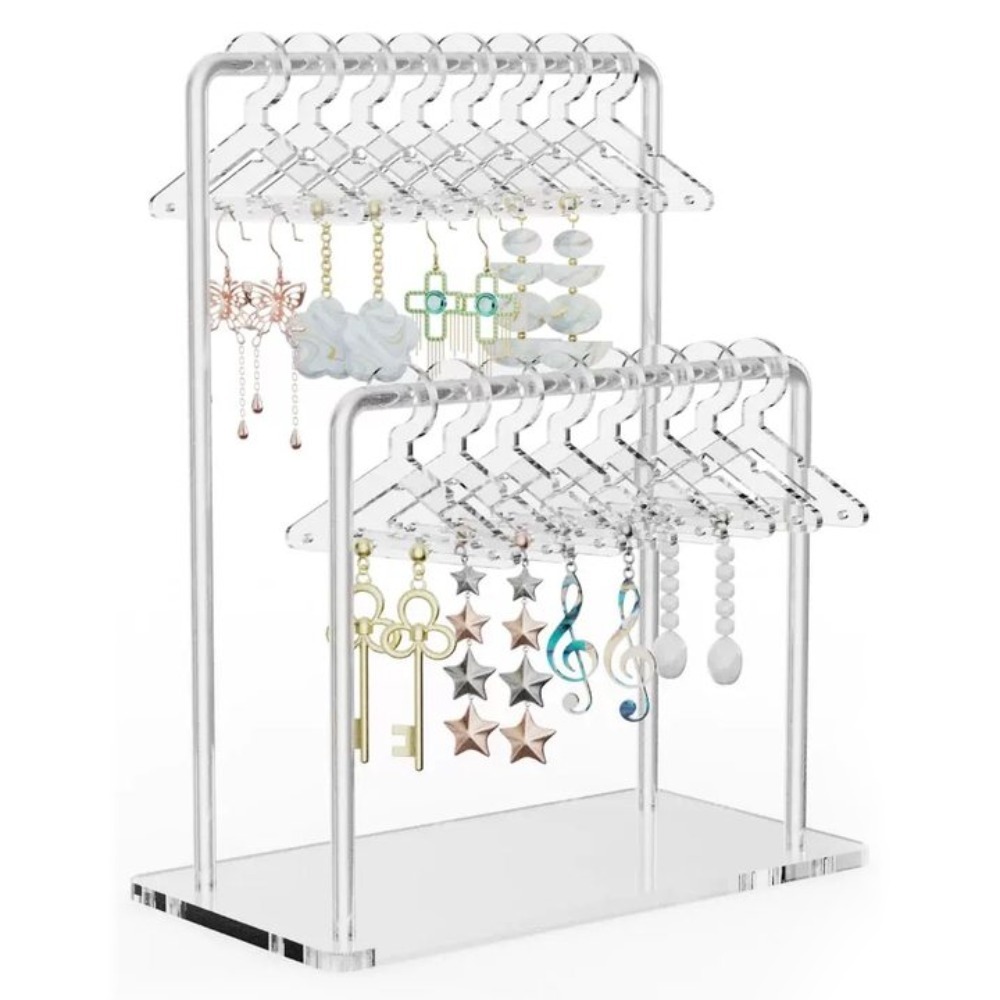 Jewelry Organizer 16pcs Hangers Shaped Jewelry Holder Detachable Acrylic Dangle Earrings Display Racks Transparent Stable: green