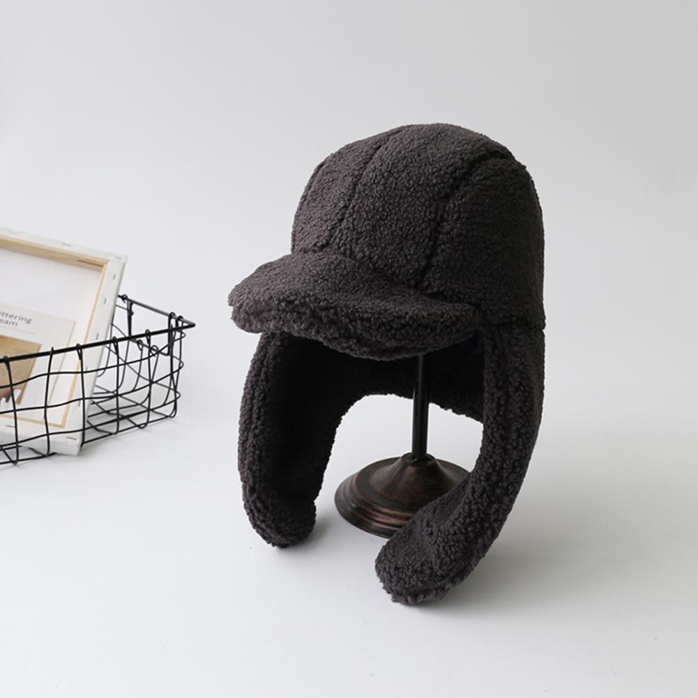 MISSKY mujeres sombreros estilo coreano todo a juego espesado Linda gorra de béisbol oído protección de peluche sombrero para Otoño Invierno: black