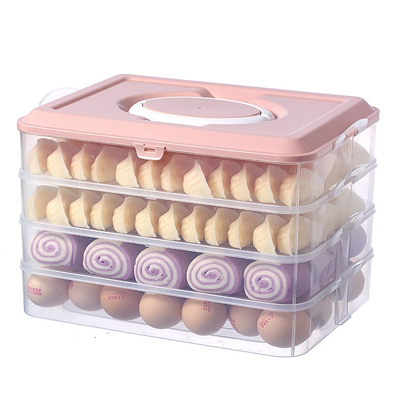 Drawer Type Eggs Tray Fruit Storage Box Kitchen Stacking Holder Food Container - Pink main image 0