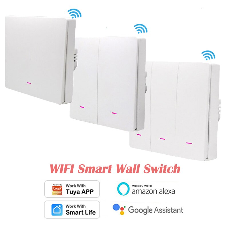 Intelligenter wlan-wandschalter mit eu-standard, speicherfunktion für stromausfall, steuerung per tuya smart life app und alexa/google home sprachsteuerung