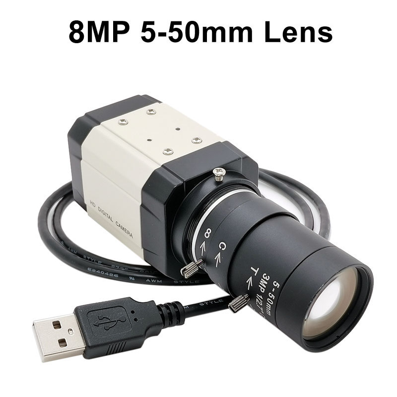 HD 5-50 mm varifocale lens Industriële 4K 8MP IMX415 HD USB Webcam 2K 4MP F5253 Sensor PC Video Live Onderwijs USB Camera Plug Play
