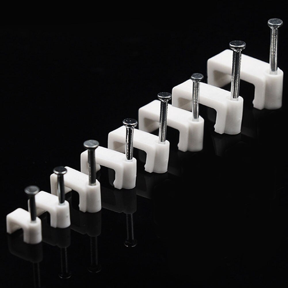 100pcs Wall Sub Line DIY Mount With Nail Fixing Clamp Office Trough Square Multipurpose Cable Clip Home Supplies Wire Card