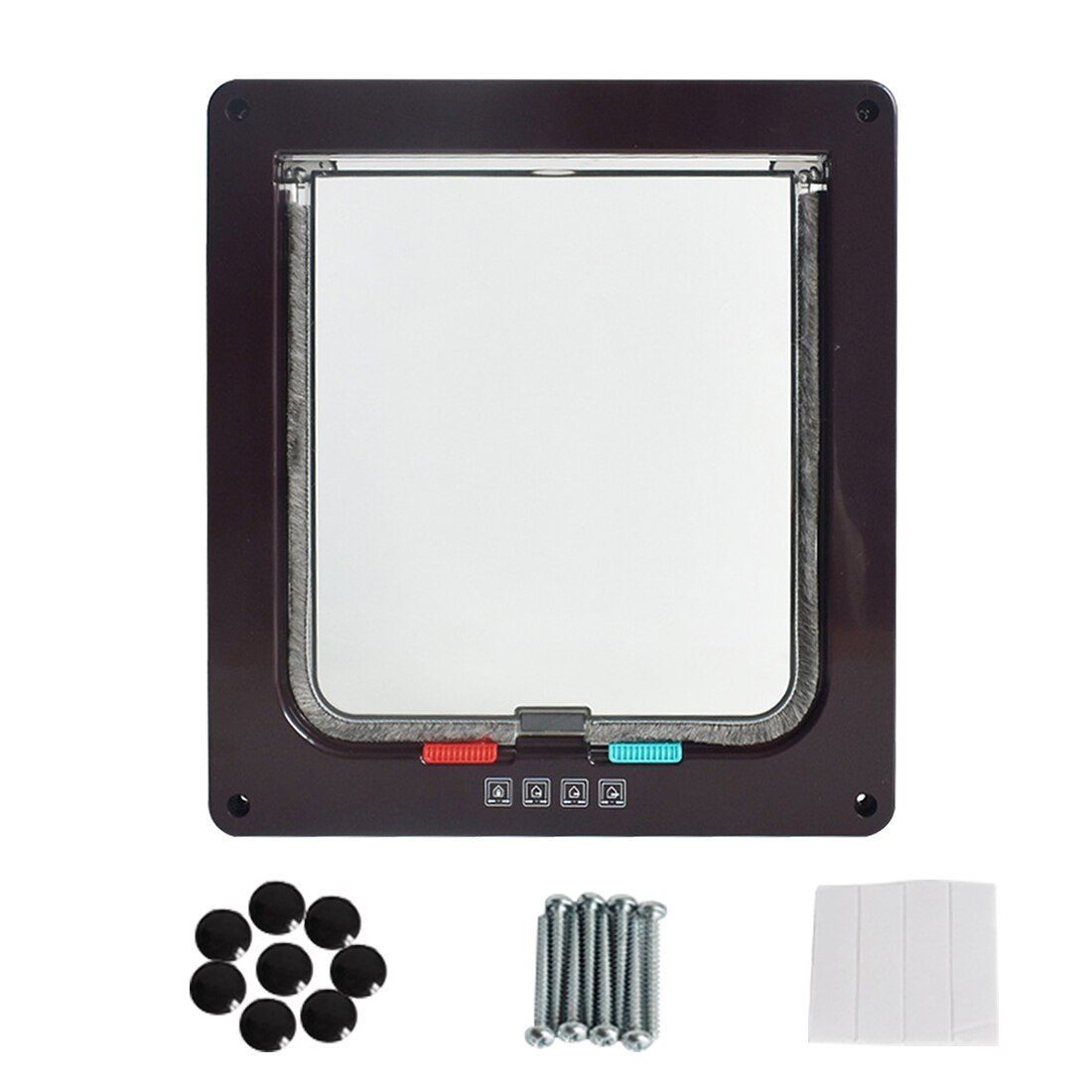 5 Colors Intellgent Control Dog Cat Doors Pet Cat Puppy Dog Gates Door Lockable Safe Flap Door Pet safety products: Brown / L