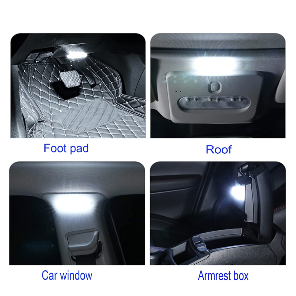 2 Stuks Brood Licht Kofferbak Led Voet Licht Magnetische Touch Licht Auto Led Interieur Licht Auto Dak Verlichting