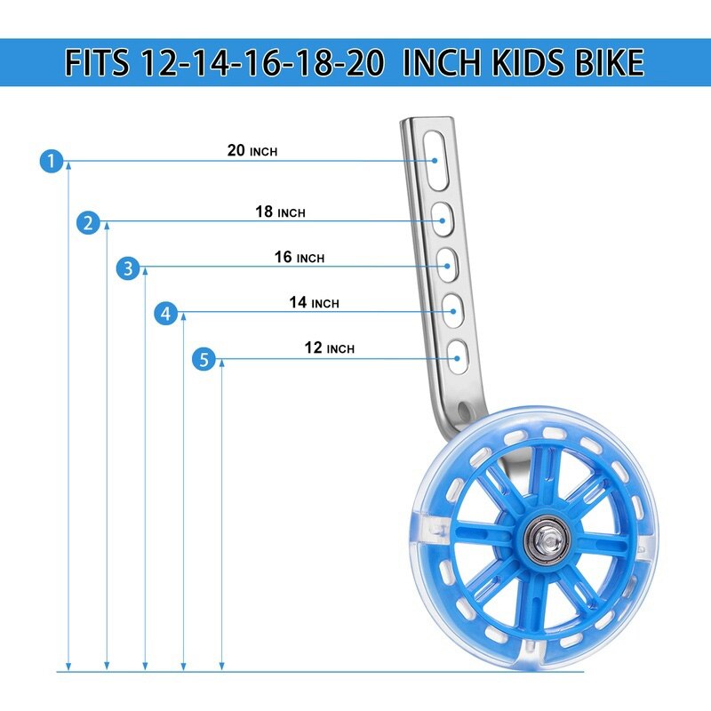 2 Stuks 4.5Inch Gloeiende Verstelbare Fiets Wielen Fiets Stabilizer Extra Training Wielen Voor Peuters Kinderen Kids