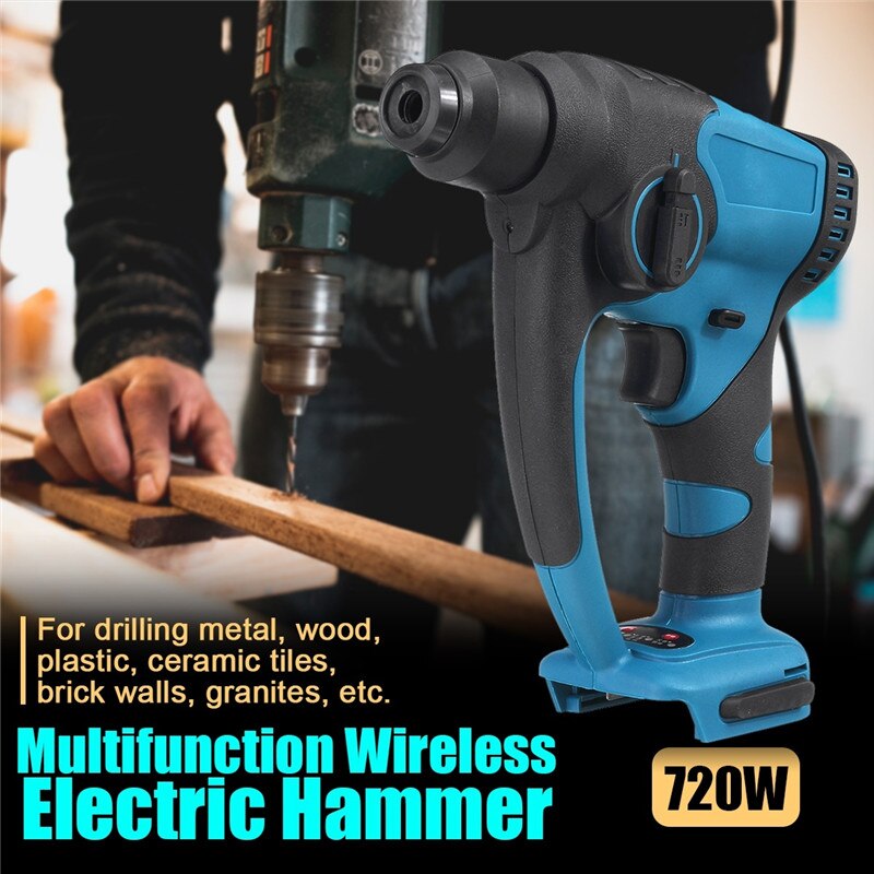 18V Brushless Cordless Hammer Drill Rechargeable Electric Rotary Hammer Impact Drill Power Tools For Makita Battery