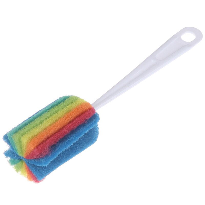 Depurador de esponja de lavado de vidrio, taza de botella de agua de colores desmontable, cepillo de limpieza con mango, utensilios de limpieza, cepillo de vidrio