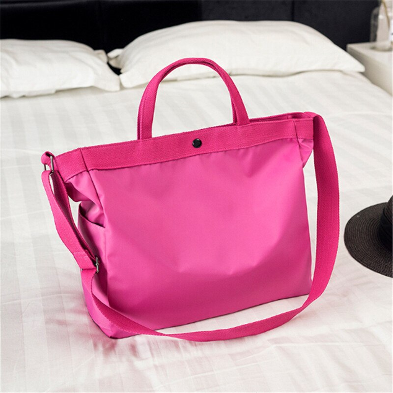 Kvinder natten over weekend rejsetaske damer solid håndtaske stor rejsetaske let bagage foldbare duffeltasker koreansk: Rosenrød