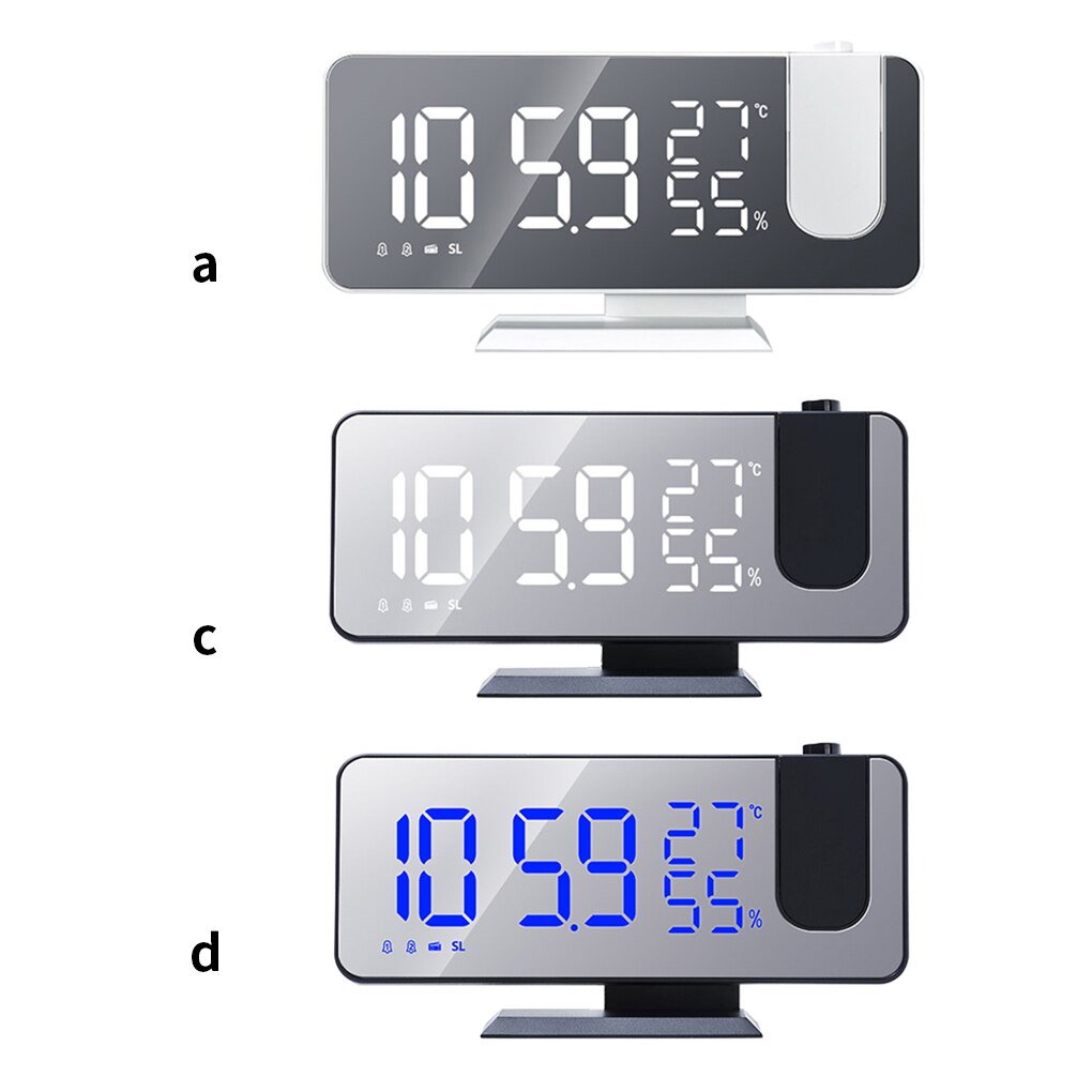 LED Digital Alarm Clock Watch Table Electronic Desktop Clocks USB Wake Up FM Radio Time Projector Temperature Humidity Meter: a