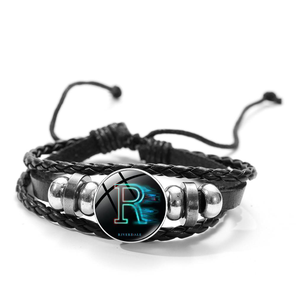 Pulsera de cuero de las serpientes del lado sur de SIAN, pulsera clásica de TV con botón de cristal, brazalete Punk de pulsera negra para hombres y mujeres: Style 10