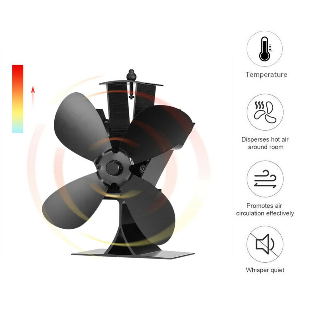 Thuis Stille Kachel Ventilator Met 4 Bladen Warmte Aangedreven Elektrische Ventilator Voor Haard Houtkachel Electricityless Warme Lucht