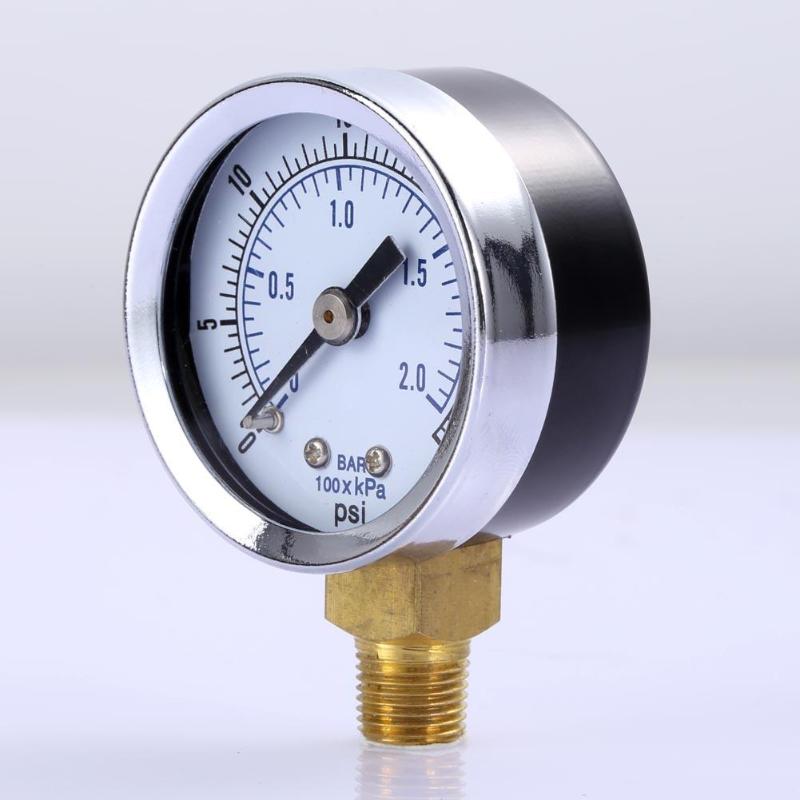 1/8 " npt mini trykmåler luftkompressor hydraulisk vakuummåler manometer tryktester 0-30 psi 0-2 bar bagmontering 1.5 " skive