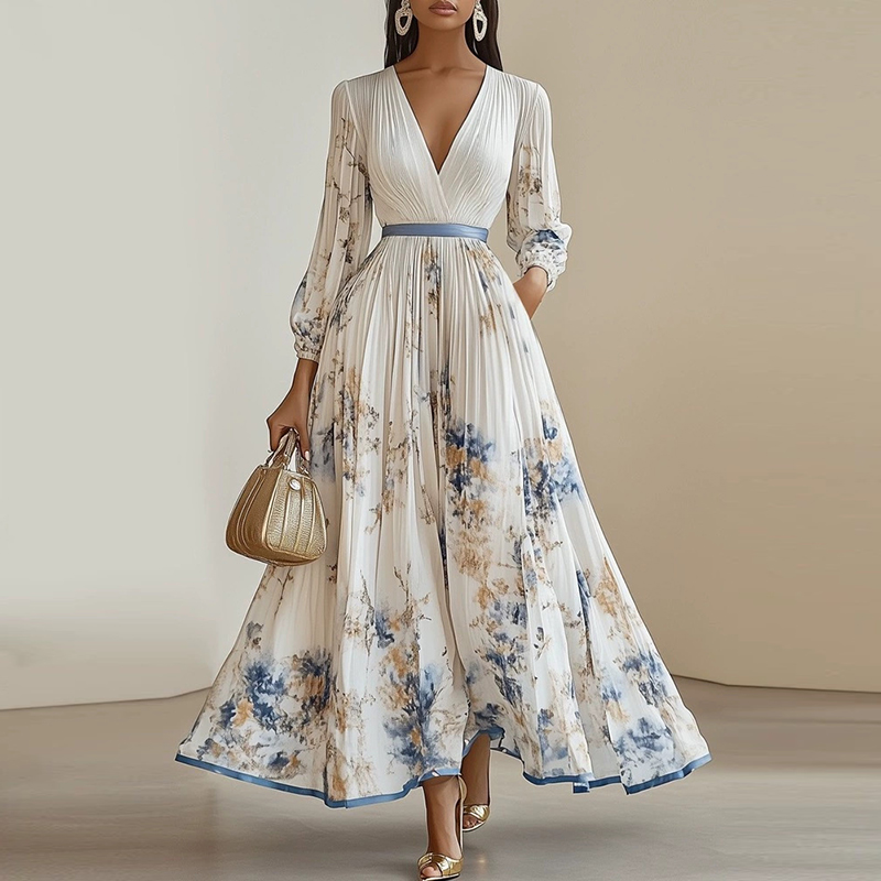 Maxi High Waisted Pleated Dress