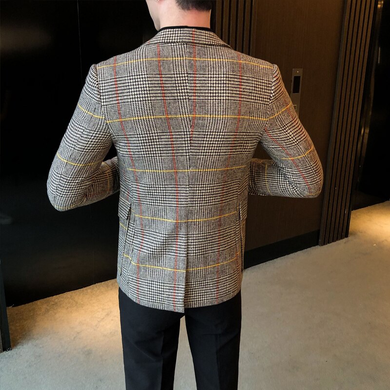 Vêtements de de pour hommes, costume d&#39;affaires pour hommes/veste de loisirs à carreaux slim fit, grande taille , S-3XL