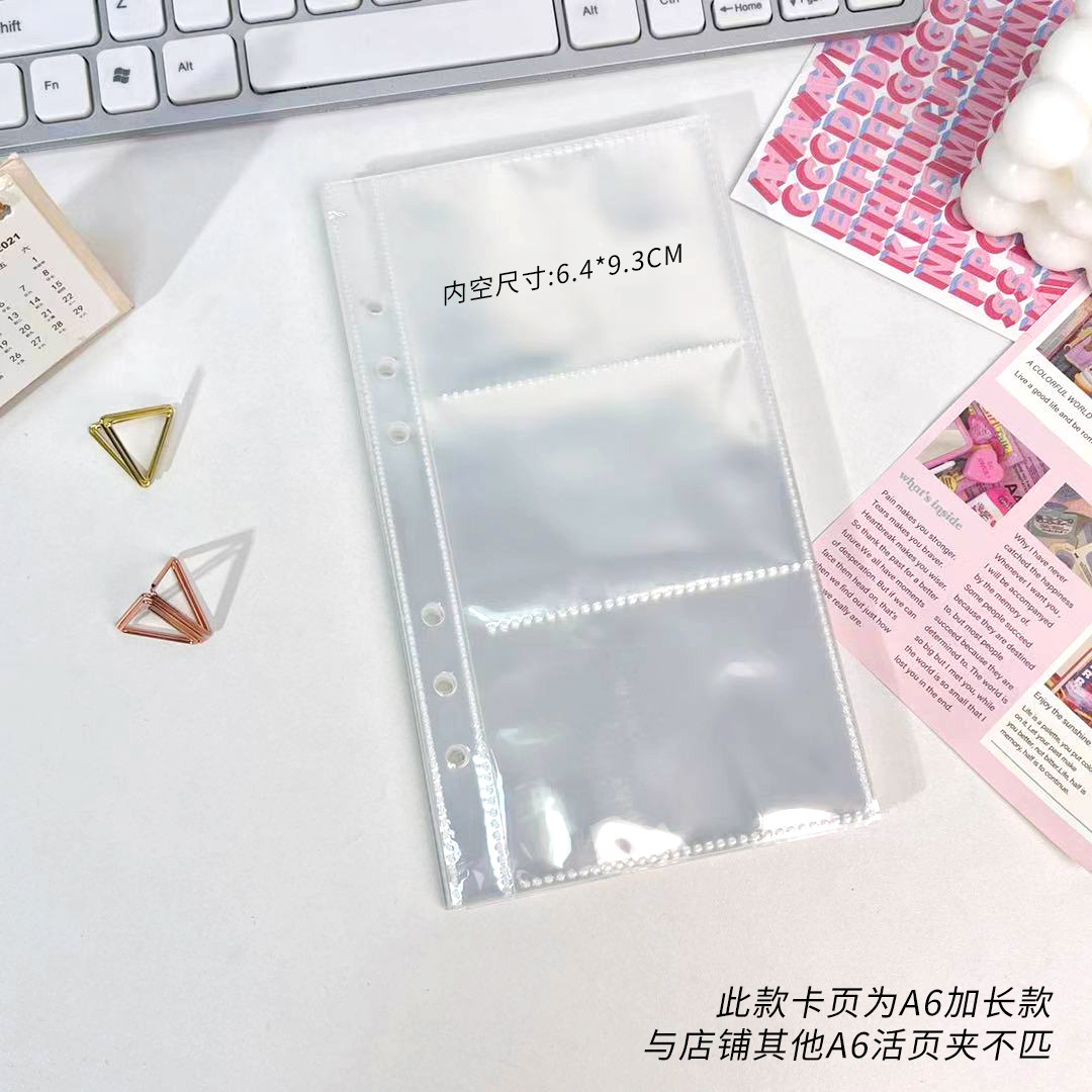 Archivador transparente A6, cuaderno de 6 agujeros, hojas sueltas, bolsa para documentos DIY, anillos de carpeta, encuadernación de almacenamiento de PVC: Verde