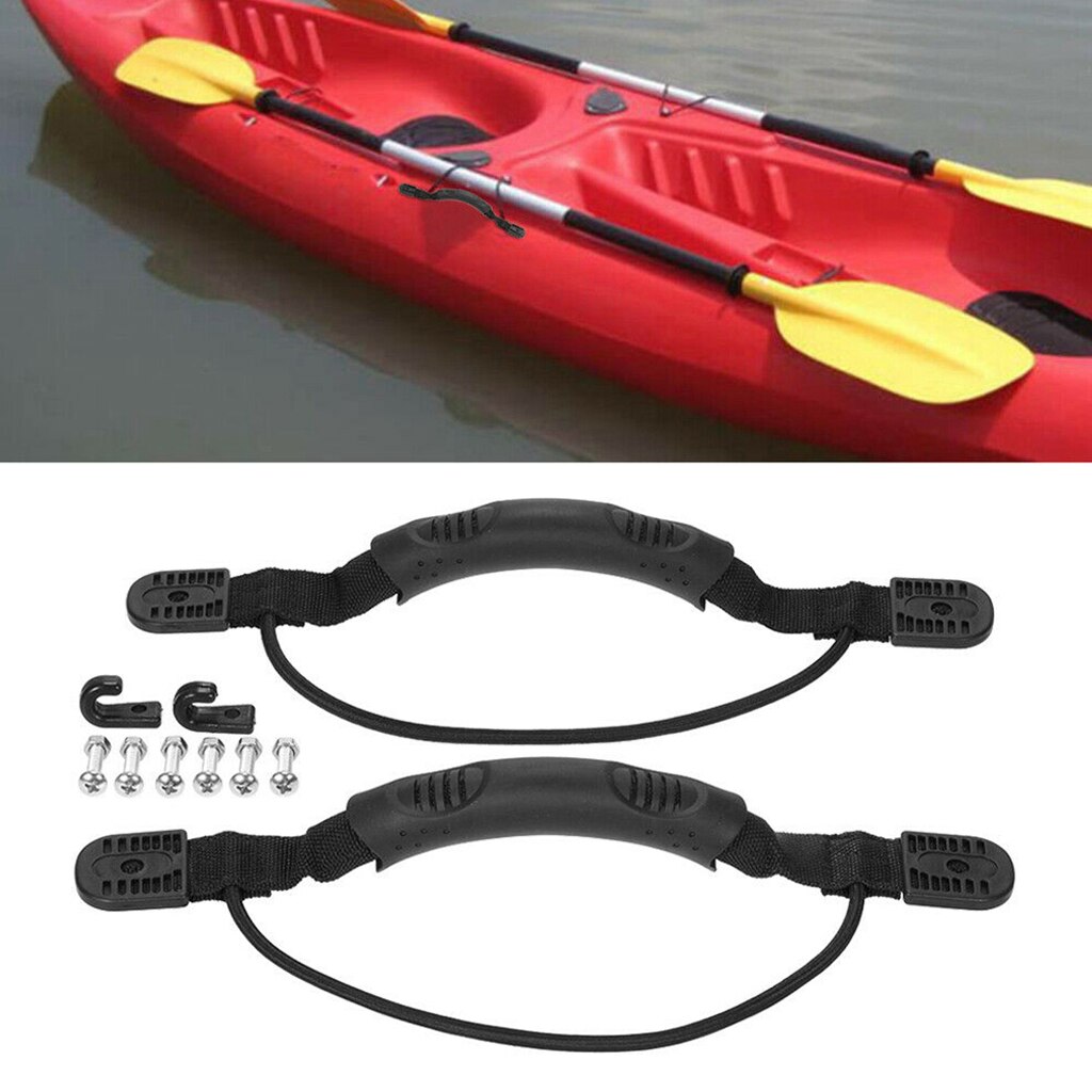 2 Replacement Rubber Kayak Carry Handle Hardware with Bungee Cord for Canoe Boat