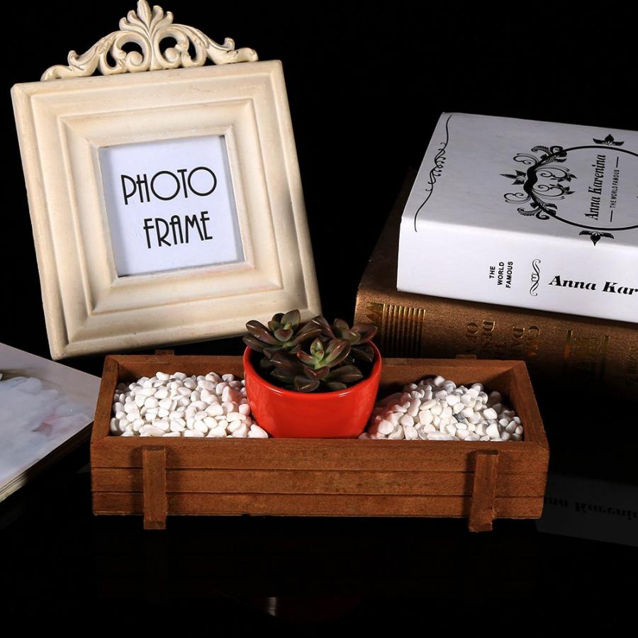 Garden Wooden Planter Box Outdoor Garden Plant Flower Pot Ornament Planter Crates Rectangle Table Succulent Flower Pot