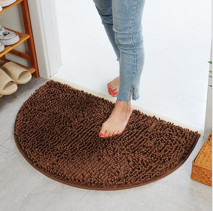 Half Moon Half Circle Machine Washable Rubber Back Cushion Faroot Soft Chenille Non-Slip Bathroom Bedroom Kitchen Carpet: coffee
