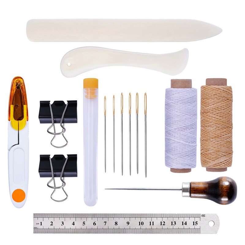 Miusie Lederen Naaien Gereedschap Diy Leather Craft Gereedschap Hand Naaien Tool Set Zadel Groover Met Priem Gewaxt Draad Vingerhoed Kit: Type4