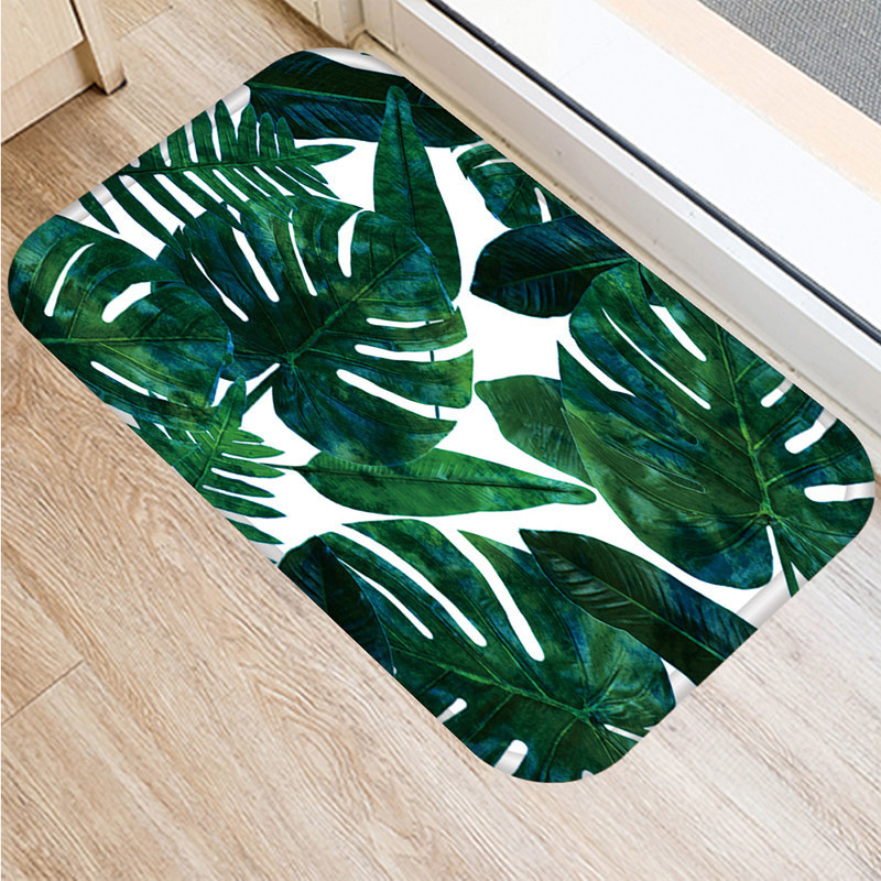 Tropisk monstera mønster køkken indgang 40*60cm dørs måtte koral fløjl tæppe dørmåtte indendørs gulvmåtter skridsikker tæppe 48233: 2dd-48233-012