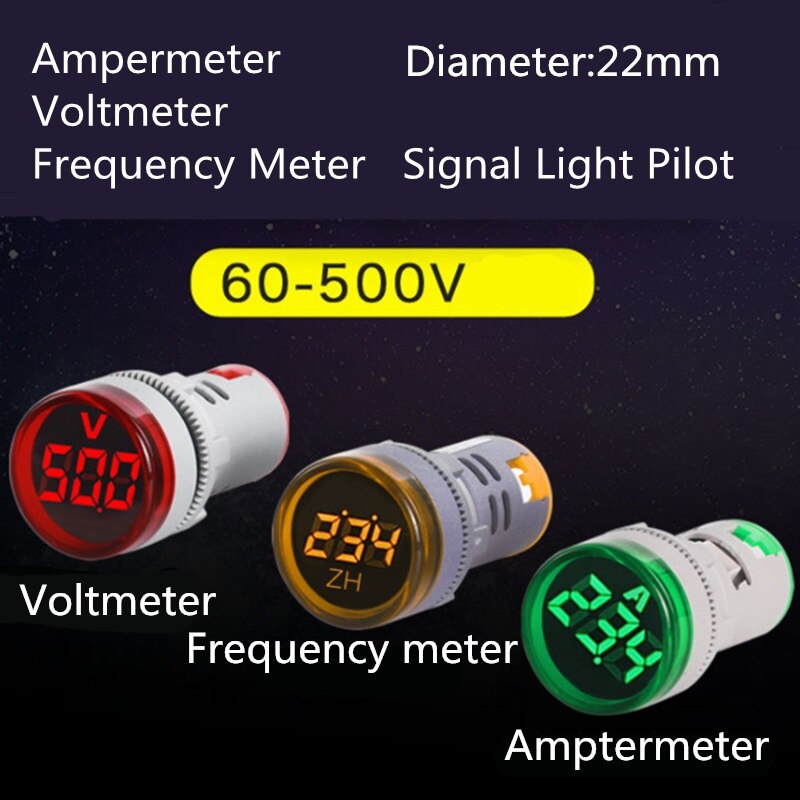 Digital Display Electricity Hertz Meter Frequency Meter Indicator Light AC Meter Red Tester 0-99Hz Green White