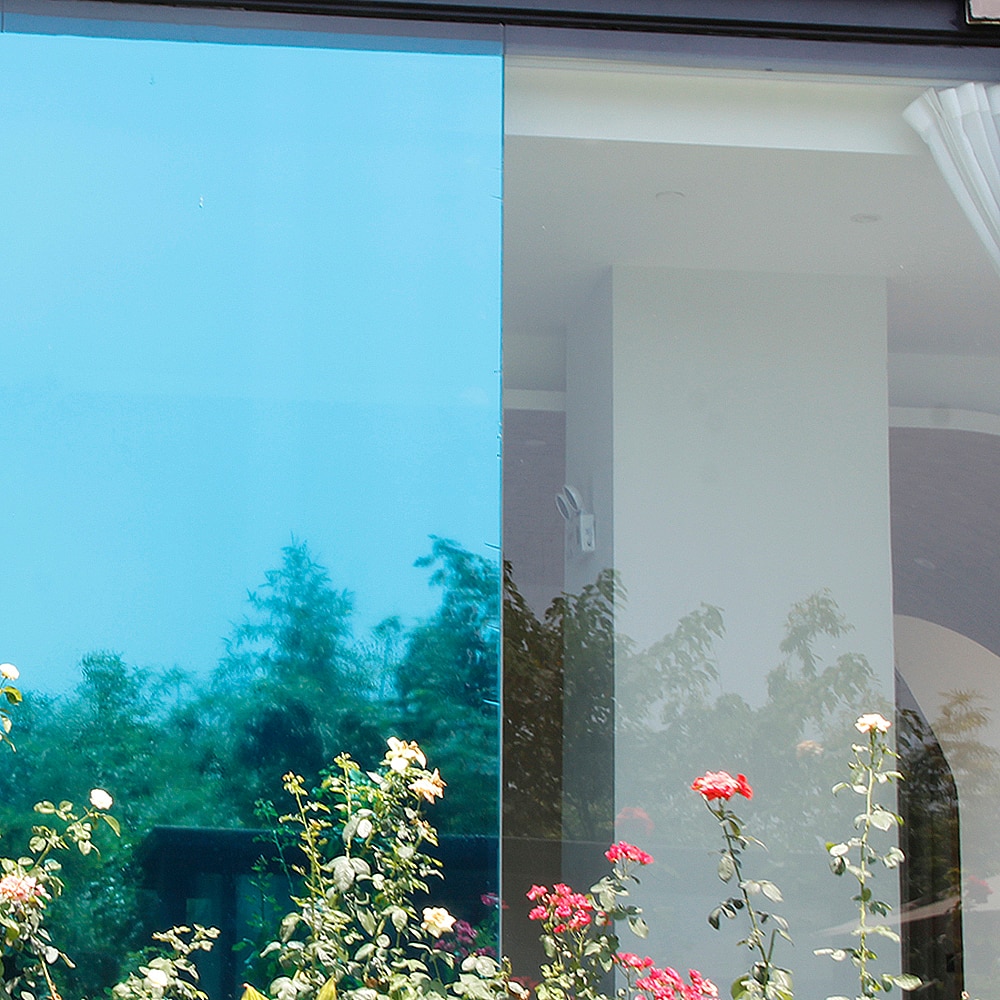 Sunice Blue&amp;Silver Reflective Window Film One Way Mirrored Privacy Decorative Glass Decor Heat Control Anti-UV Summer USE