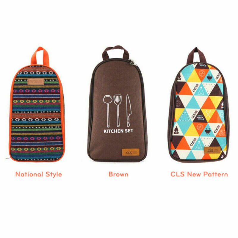 Camp Kitchen Utensil Organizer Travel Set Portable BBQ Camping Cookware Handbag