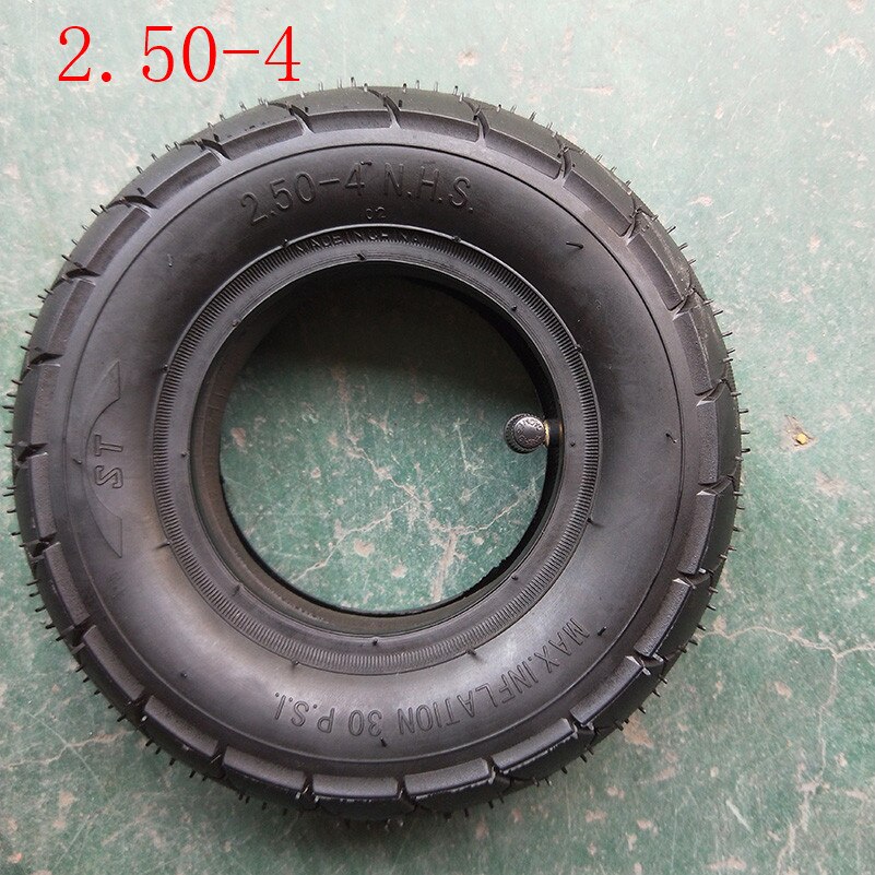 Tamaño 2,50-4 neumático de tubo interior 60/100-4 neumático de salida para Gas y Scooter Eléctrico bicicleta Válvula de Metal TR87 Scooter rueda de silla de ruedas: inner and outer tire