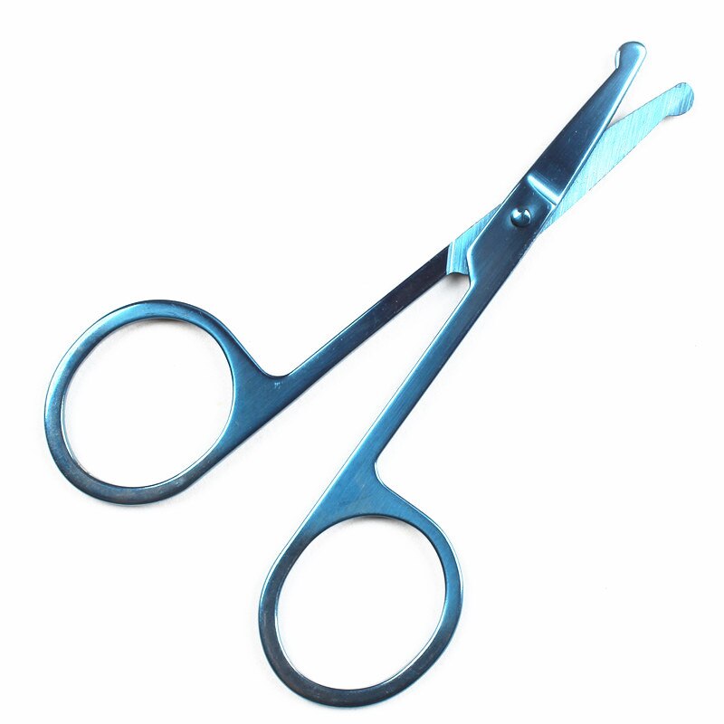 Blue Rounded Nose Hair Trimmer Safety Scissors Multi Purpose Scissor Round Tip for Facial Hair Eyebrow Beard Mustache Trimming
